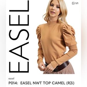 Easel NWT Tan Puff Sleeve Blouse size Large